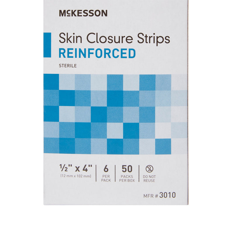 Skin Closure Strip McKesson 1/2 X 4 Inch Nonwoven Material Reinforced Strip White