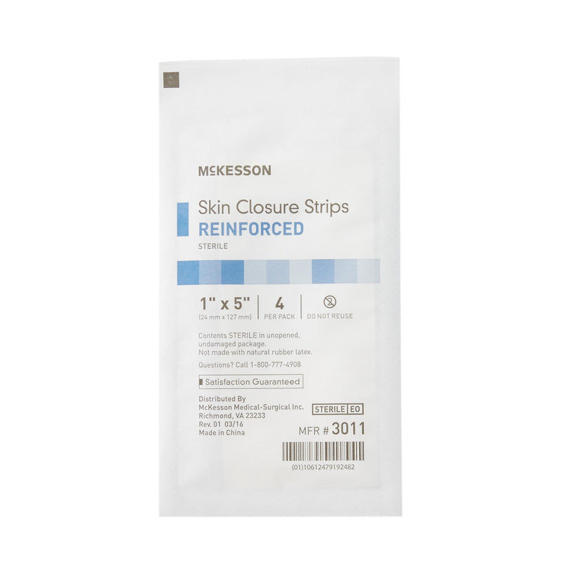Skin Closure Strip McKesson 1 X 5 Inch Nonwoven Material Reinforced Strip White