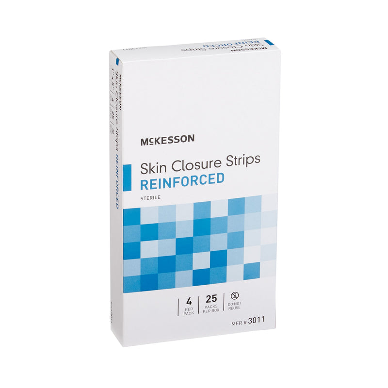 Skin Closure Strip McKesson 1 X 5 Inch Nonwoven Material Reinforced Strip White