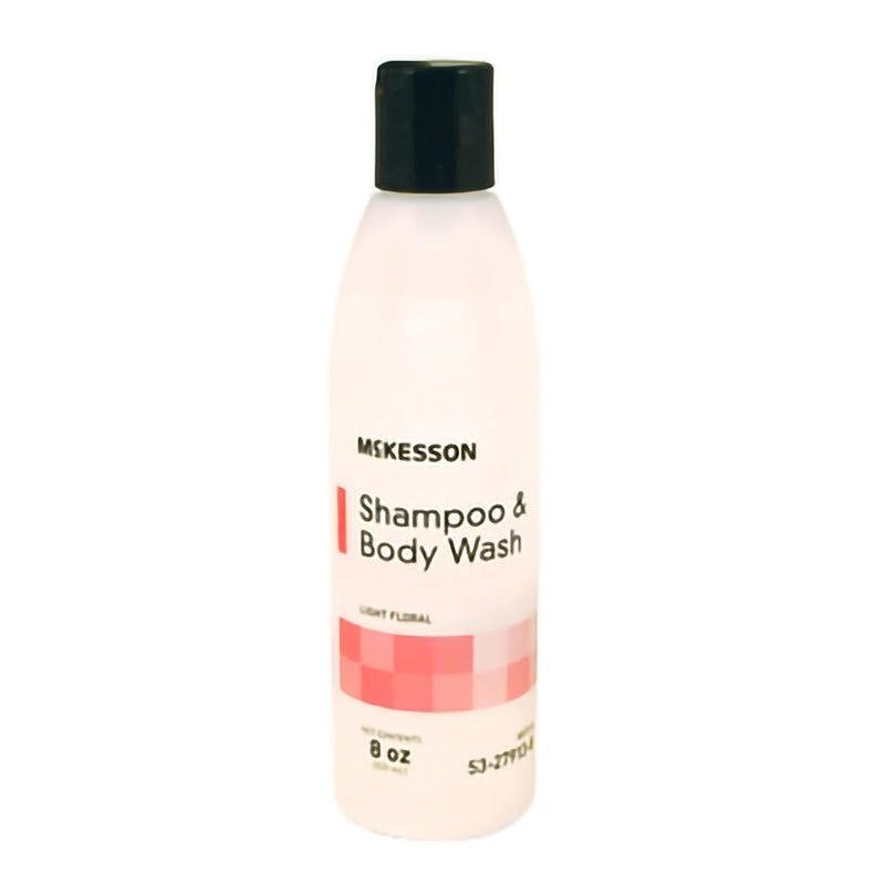 Rinse-Free Shampoo and Body Wash McKesson 8 oz. Flip Top Bottle Light Floral Scent