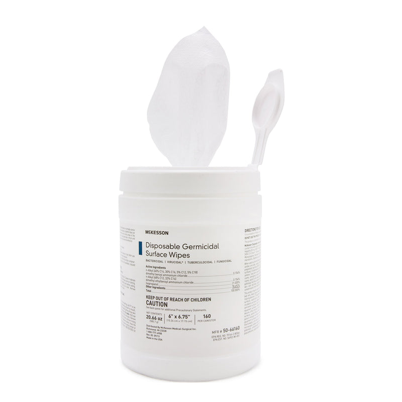 Surface Disinfectant McKesson Premoistened Manual Pull Wipe 160 Count Canister Alcohol Scent NonSterile