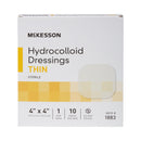 Thin Hydrocolloid Dressing McKesson Film Backing 4 X 4 Inch Square Hydrocolloid / Film
