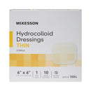 Thin Hydrocolloid Dressing McKesson Film Backing 6 X 6 Inch Square Hydrocolloid / Film