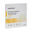 Thin Hydrocolloid Dressing McKesson Film Backing 6 X 6 Inch Square Hydrocolloid / Film