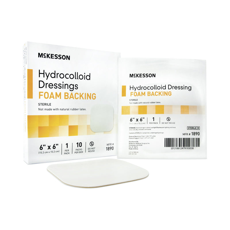 Hydrocolloid Dressing McKesson Foam Backing 6 X 6 Inch Square Hydrocolloid / Foam