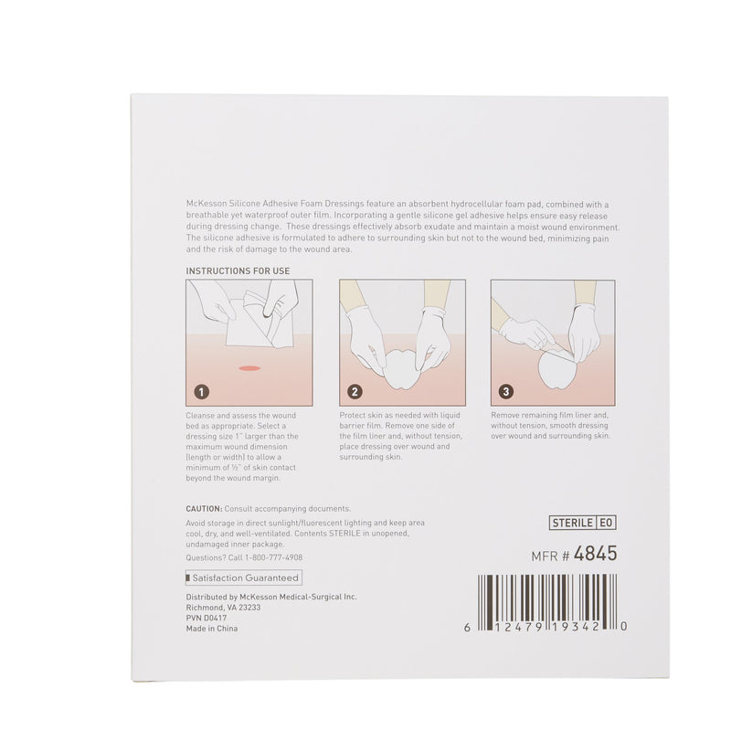 Foam Dressing McKesson 7 X 7 Inch With Border Film Backing Silicone Gel Adhesive Sacral Sterile