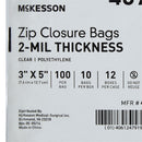 Reclosable Bag McKesson 3 X 5 Inch Polyethylene Clear Zipper Closure