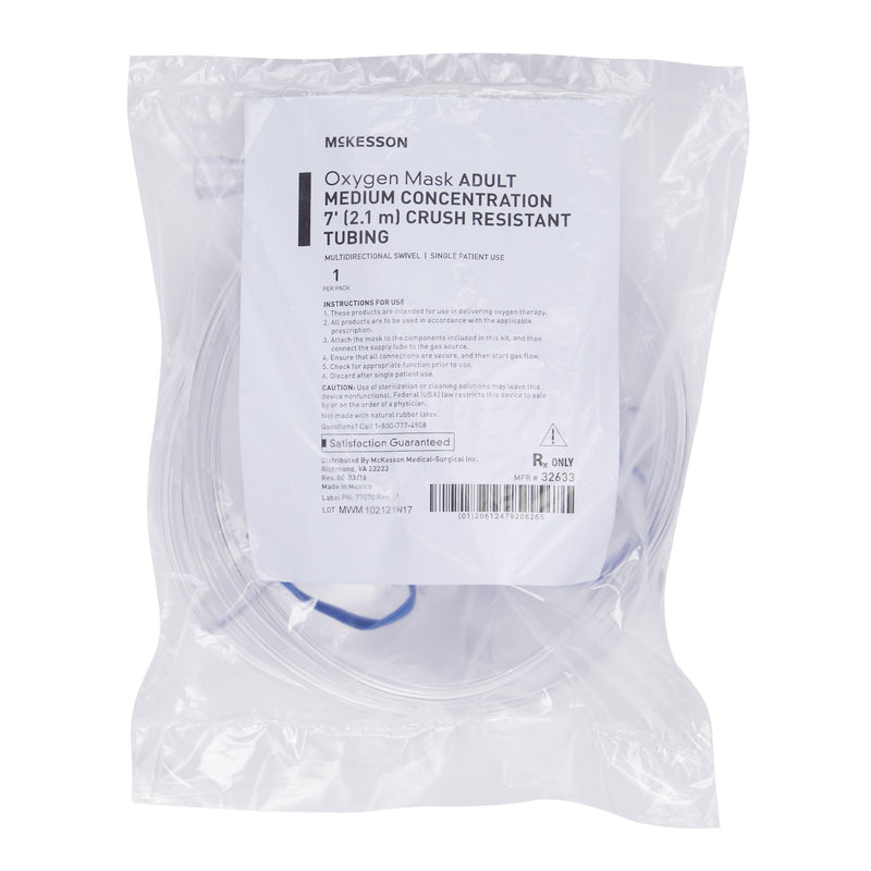 Oxygen Mask McKesson Elongated Style Adult One Size Fits Most Adjustable Head Strap