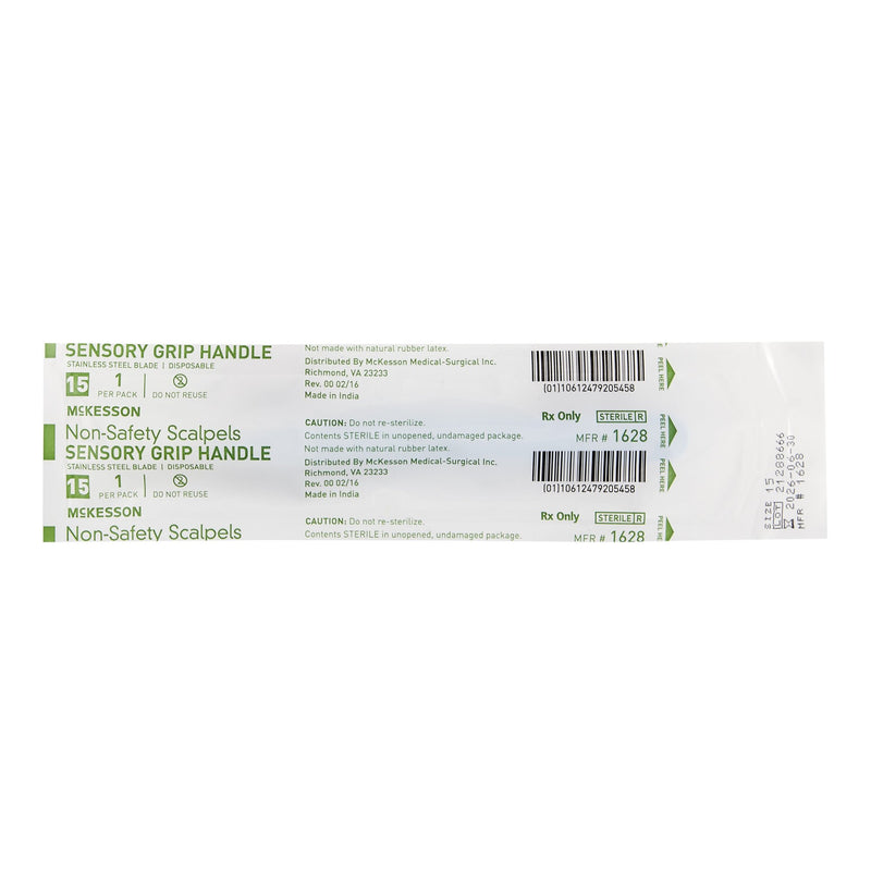 Scalpel McKesson No. 15 Stainless Steel / Plastic Sensory Grip Handle Sterile Disposable