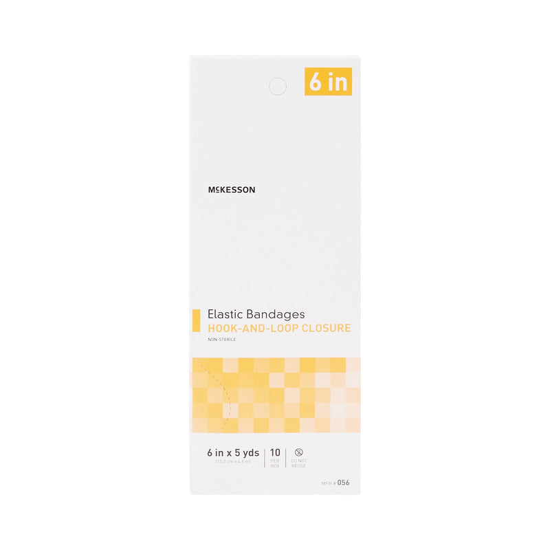 Elastic Bandage McKesson 6 Inch X 5 Yard Single Hook and Loop Closure Tan NonSterile Standard Compression