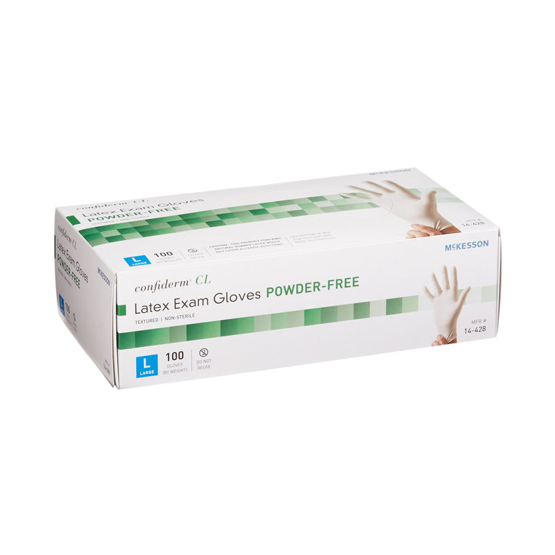Exam Glove McKesson Confiderm® Large NonSterile Latex Standard Cuff Length Textured Fingertips Ivory Not Rated