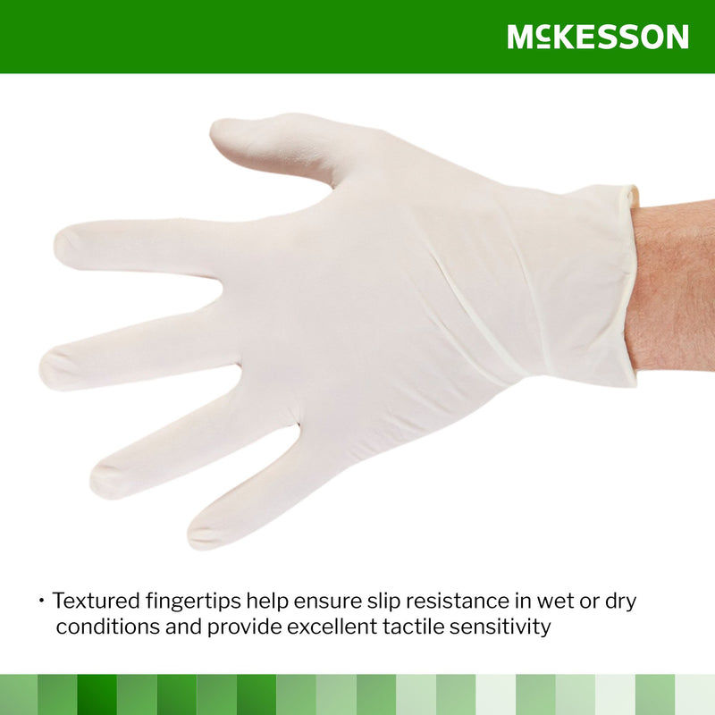 Exam Glove McKesson Confiderm® Large NonSterile Latex Standard Cuff Length Textured Fingertips Ivory Not Rated