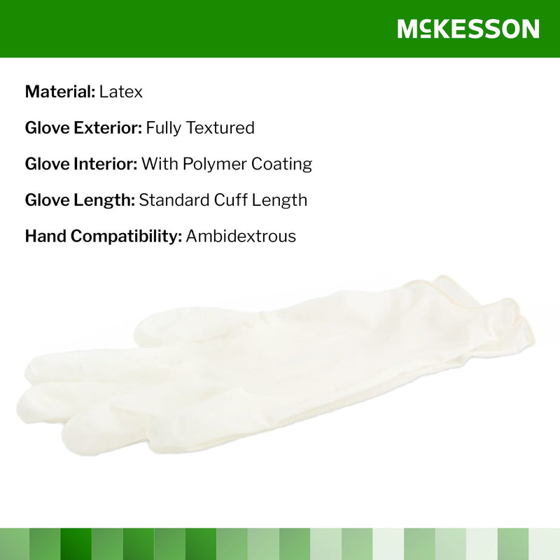 Exam Glove McKesson Confiderm® X-Small NonSterile Latex Standard Cuff Length Fully Textured Ivory Not Rated