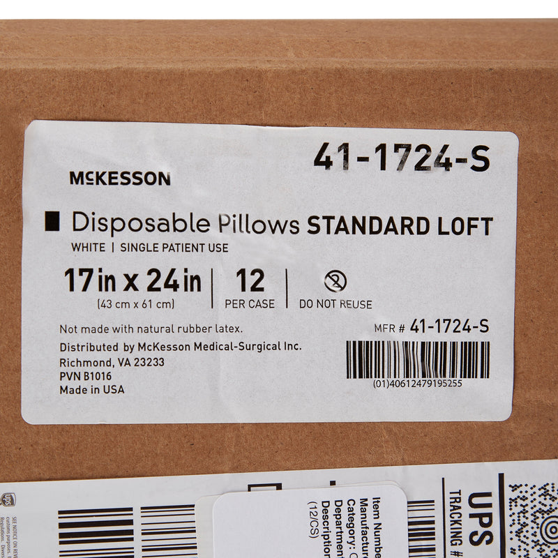 Bed Pillow McKesson 17 X 24 Inch White Single Patient Use