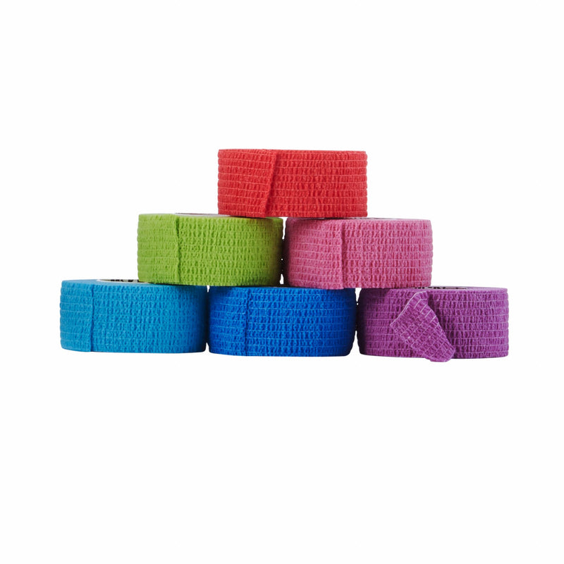 Cohesive Bandage McKesson 1 Inch X 5 Yard Self-adherent Closure Purple / Pink / Green / Light Blue / Royal Blue / Red NonSterile Standard Compression
