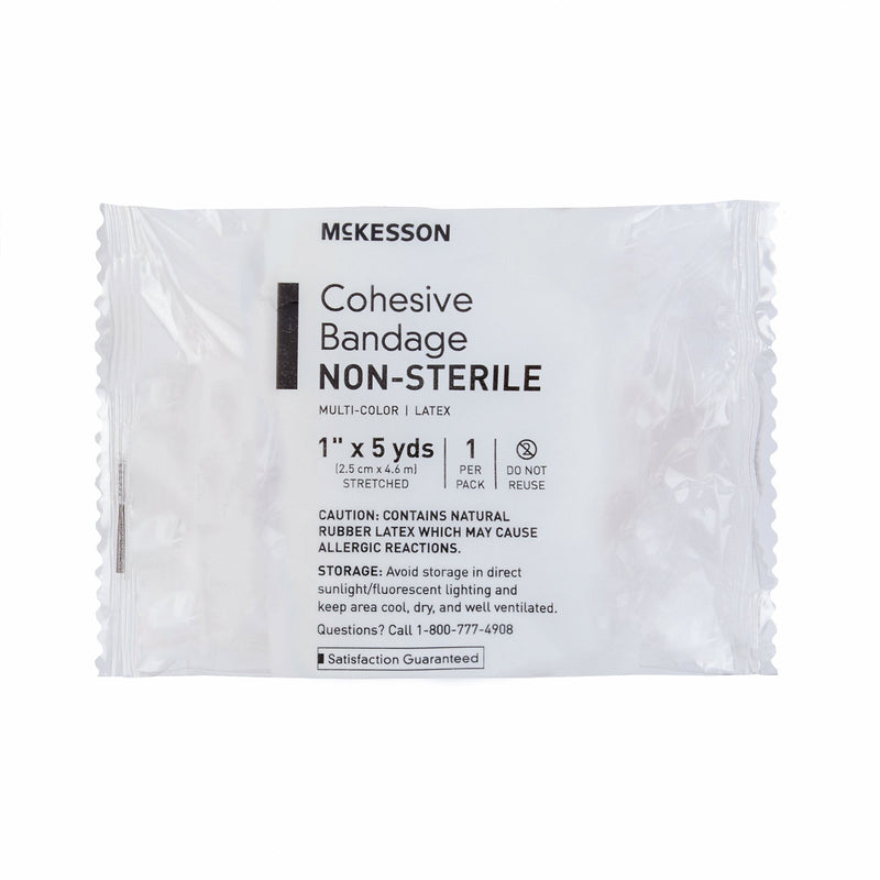 Cohesive Bandage McKesson 1 Inch X 5 Yard Self-adherent Closure Purple / Pink / Green / Light Blue / Royal Blue / Red NonSterile Standard Compression