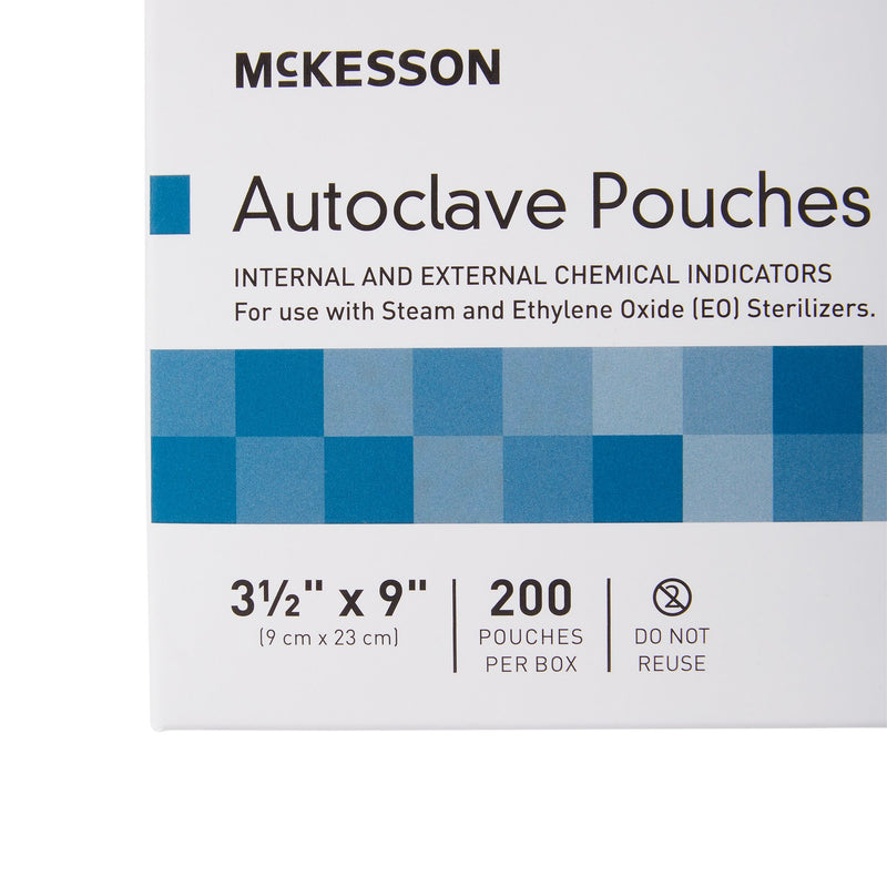 Sterilization Pouch McKesson Ethylene Oxide (EO) Gas / Steam 3-1/2 X 9 Inch Transparent Blue / White Self Seal Paper / Film