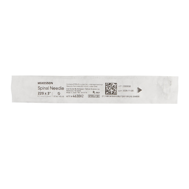 Spinal Needle McKesson Quincke Style 22 Gauge 3 Inch Sterile