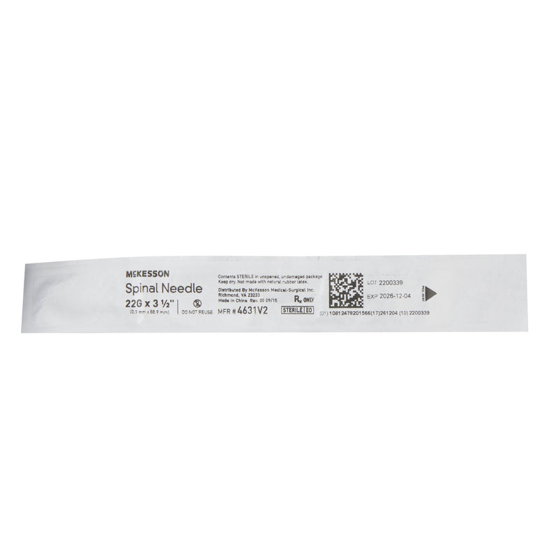 Spinal Needle McKesson Quincke Style 22 Gauge 3-1/2 Inch Sterile