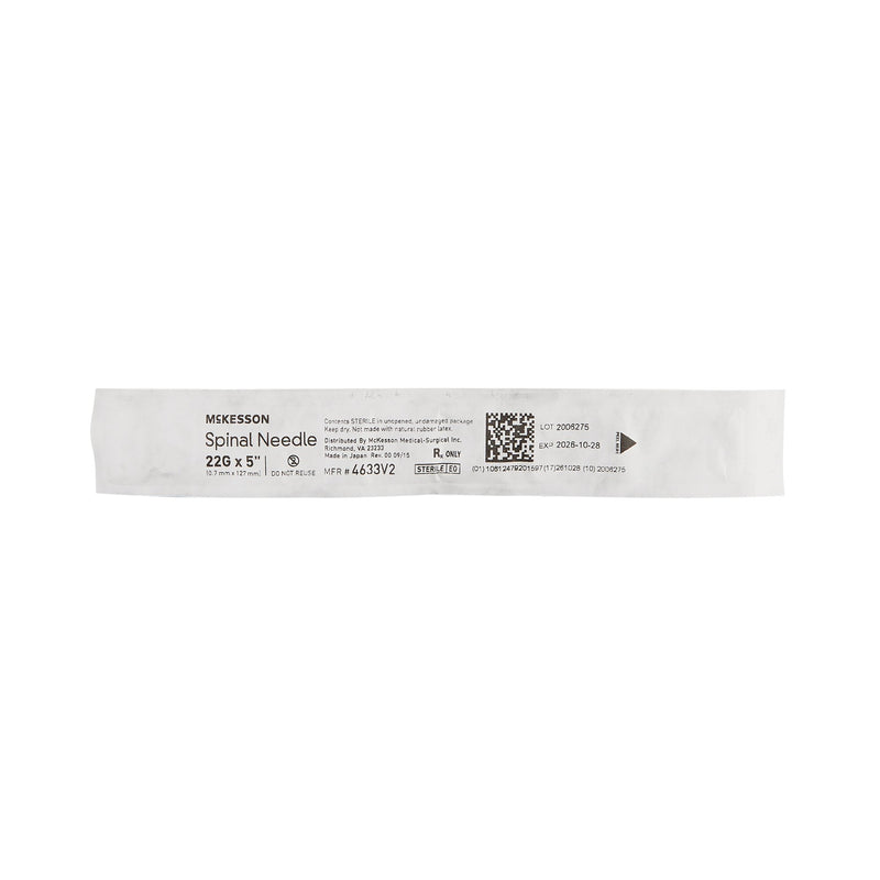 Spinal Needle McKesson Quincke Style 22 Gauge 5 Inch Sterile