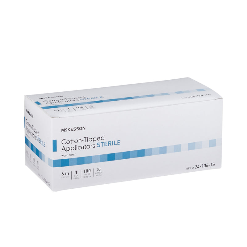Swabstick McKesson Cotton Tip Wood Shaft 6 Inch Sterile 1 per Pack