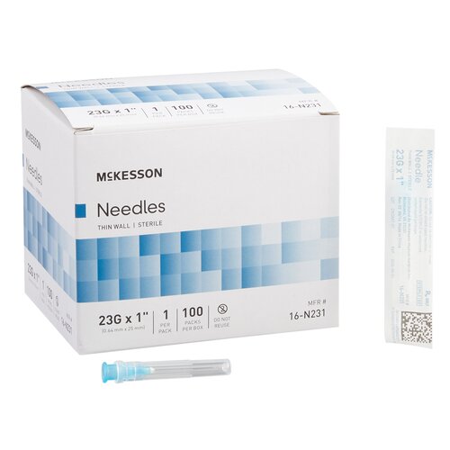 McKesson Hypodermic Needle Without Safety 23 Gauge 1 Inch, 100/BX, 10BX/CS