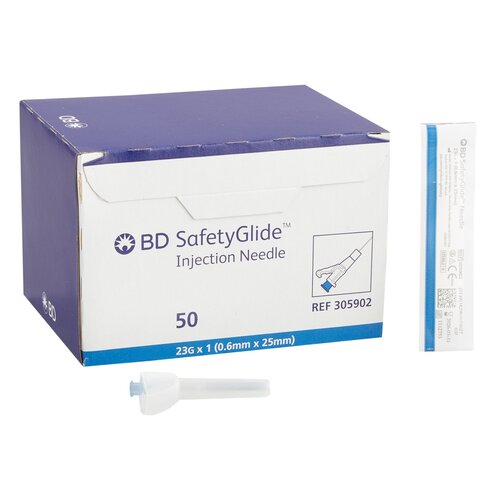 BD Hypodermic Needle SafetyGlide™ Sliding Safety Needle 25 Gauge 5/8 Inch, 50 EA/BX