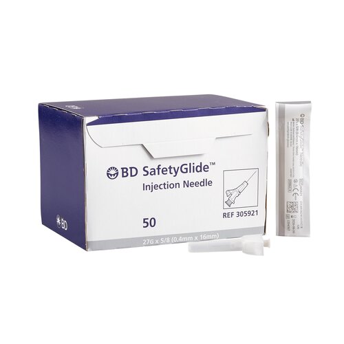 BD Hypodermic Needle SafetyGlide™ Sliding Safety Needle 27 Gauge 5/8 Inch, 50 EA/BX