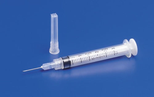 Covidien Syringe with Hypodermic Needle Monoject® 3 mL 22 Gauge 1" Detachable Needle Without Safety, 100 EA/BX