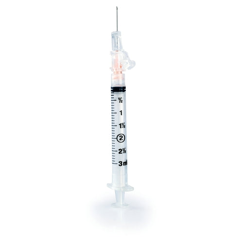 McKesson Syringe with Hypodermic Needle McKesson Prevent SG 3 mL 25 Gauge 5/8 Inch Regular Wall Sliding Safety Needle, 1/EA