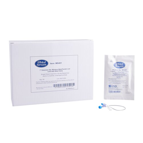 McKesson IV Extension Set 7 Inch Tubing Without Ports 0.2 mL Priming Volume DEHP-Free, 600/CS