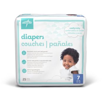 Disposable Baby Diapers, Size 7, Bag of 25