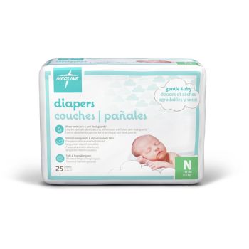 Disposable Baby Diapers, Size N, Case of 200