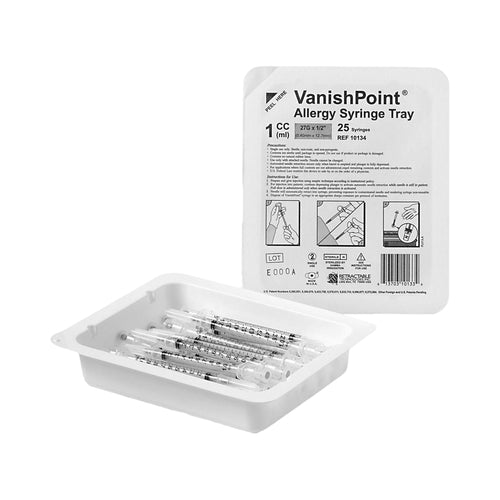 Retractable Technologies Allergy Tray VanishPoint® 1 mL 27 Gauge 1/2 Inch Attached Needle Retractable Needle, 25/TR, 40TR/CS