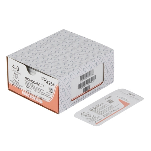 J & J Healthcare Systems Absorbable Suture with Needle Monocryl Poliglecaprone PS-2 3/8 Circle Precision Reverse Cutting Needle Size 4 - 0 Monofilament, 36 EA/BX