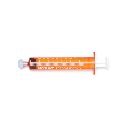 Medline Amber Oral Syringe, 12 mL, 500 EA/CS