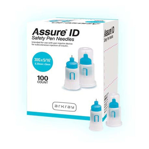 Arkray Insulin Pen Needle Assure ID Safety Sheild 30 Gauge 8 mm, 100/BX