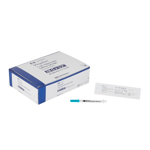 Covidien Tuberculin Syringe with Needle Magellan® 1 mL 28 Gauge 1/2" Attached Sliding Safety Needle