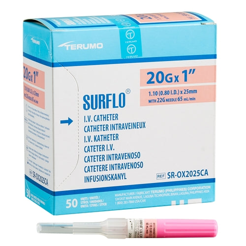 Terumo Medical Peripheral IV Catheter Surflo® 20 Gauge 1" Without Safety