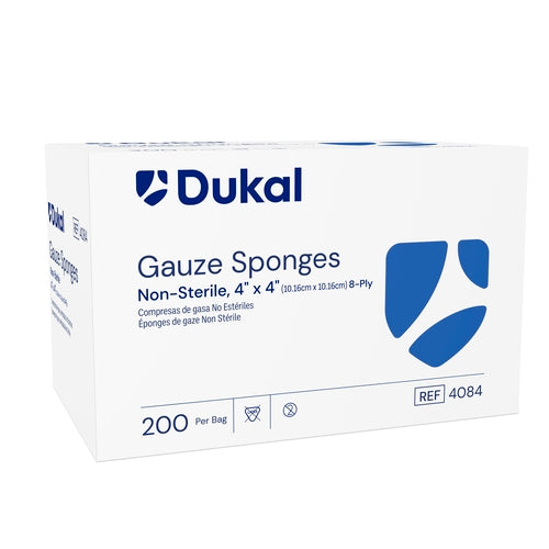 Dukal Gauze Sponge Cotton 8-Ply 4 X 4 Inch, 200/BX