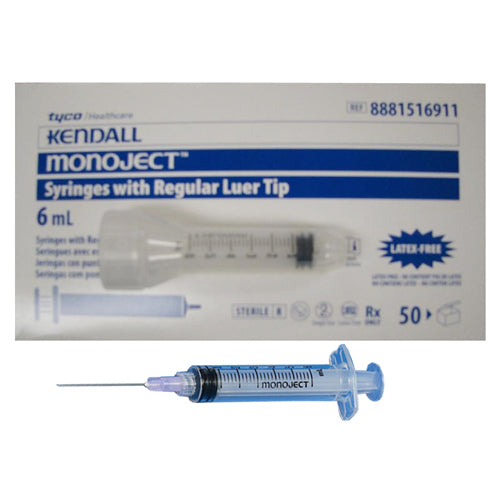Cardinal Health Monoject Rigid Pack Syringe Regular Luer Tip, 6cc, 50/BX