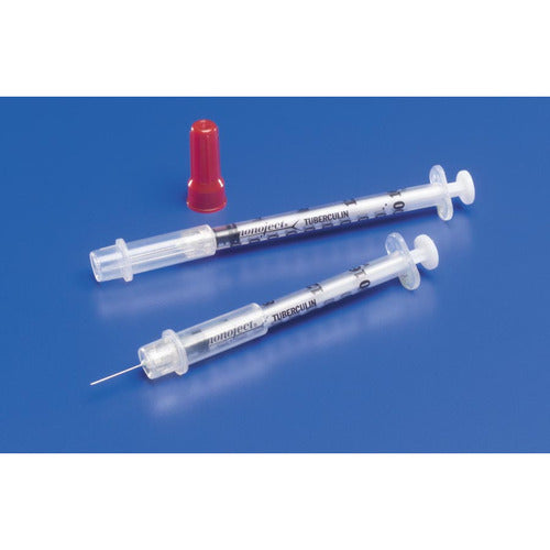 Covidien Insulin Syringe with Needle Monoject 0.3 mL 29 Gauge 1/2" Attached Needle Sliding Safety Needle, 1/EA