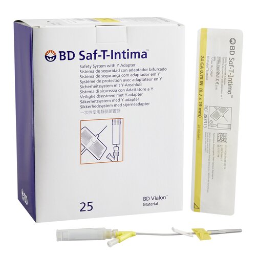 BD Peripheral Catheter System Saf-T-Intima® 24 Gauge 3/4" Retracting Needle, 25 EA/BX