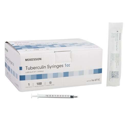 McKesson General Purpose Syringe 1 mL Blister Pack Luer Slip Tip Without Safety, 100/BX