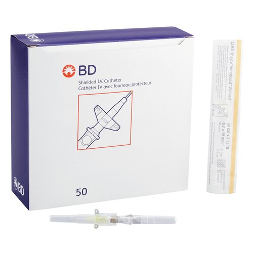 BD Peripheral IV Catheter Insyte-N® 24 Gauge 3/4" Retracting Needle, 50 EA/BX
