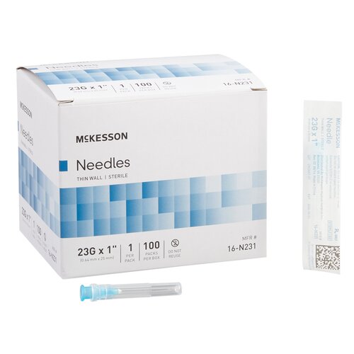 McKesson Hypodermic Needle Without Safety 23 Gauge 1 Inch Length, 100/BX