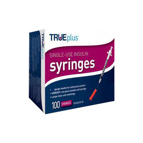 Trividia TRUEplus Single-Use Insulin Syringe, 31G x 5/16", .3mL, 100/BX
