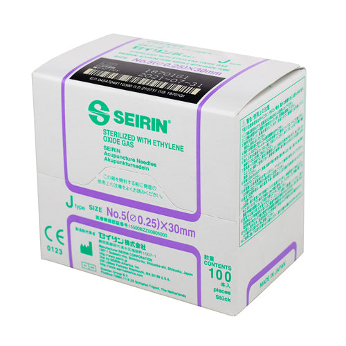 Fabrication Enterprises Seirin J-Type Acupuncture Needles, Size 5 (0.25Mm) X 30Mm , Box Of 100 Needles