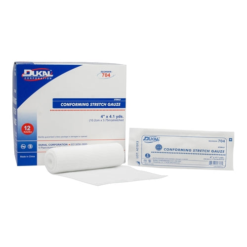 Dukal Conforming Bandage Polyester / Rayon 1-Ply 4" x 4-1/10 Yard Roll Shape Sterile, 96 EA/CS