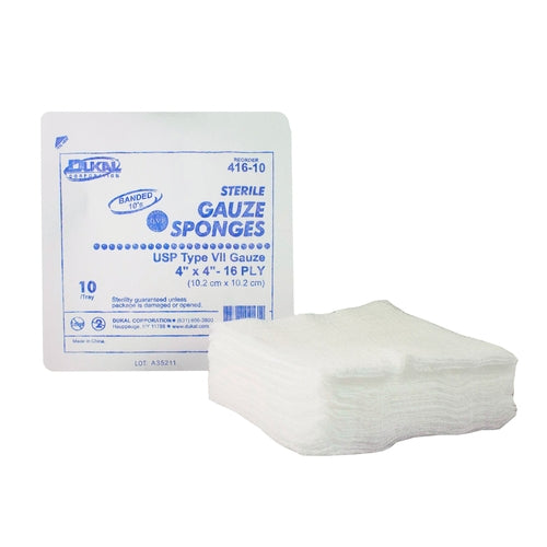 Dukal USP Type VII Gauze Sponge Cotton 16-Ply 4 x 4" Square Sterile, 1280/CS